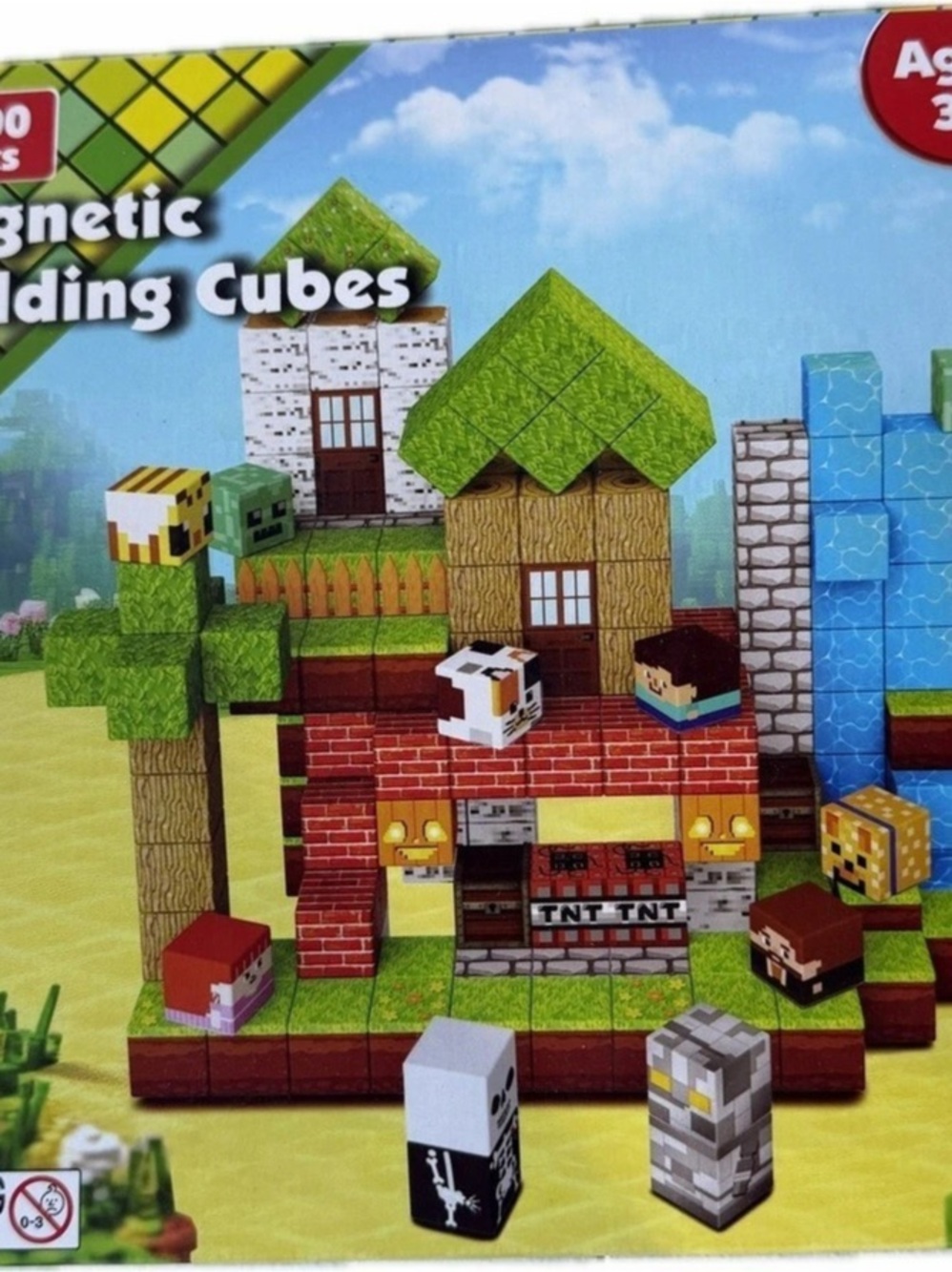 200-Piece Magnetic Building Cubes Set - Green & Blue